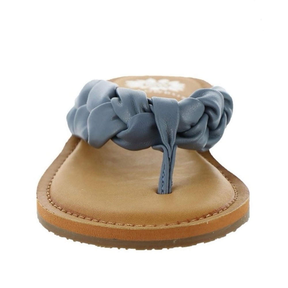 NIB 9M Yellowbox Dauphine Blue Tan Sandals Shoes Braided Faux Leather New Box